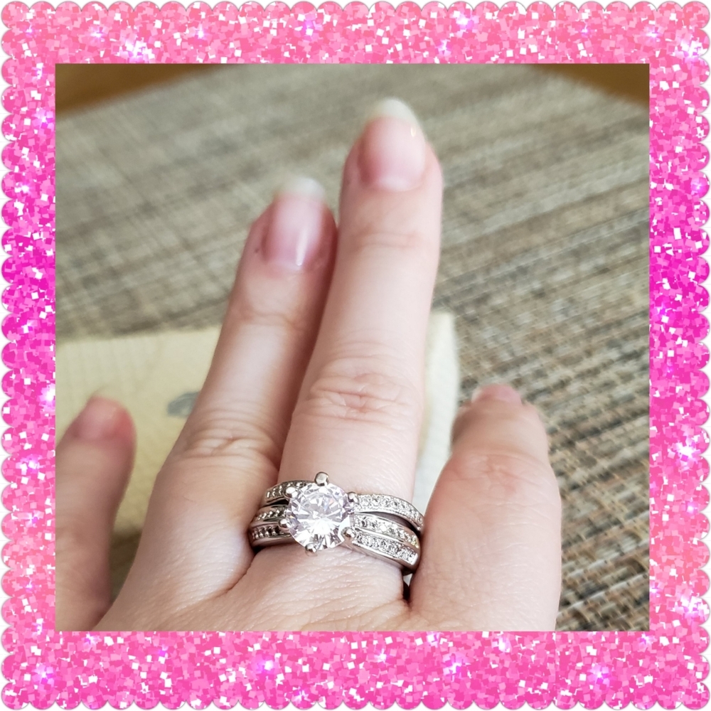 💕💕Size 8 💕💕14K White Gold Sapphire 2Pc Set - Picture 3 of 5